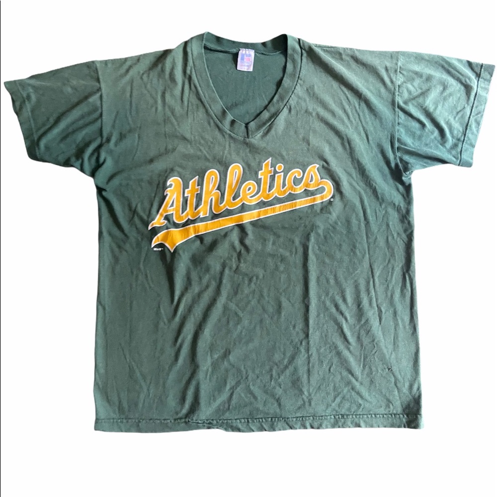 Vintage Russel Athletics Green Yellow V Neck Shirt
